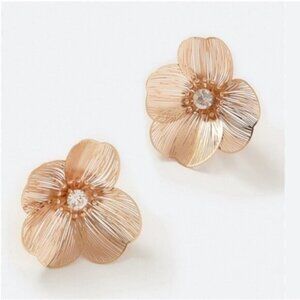 New! Anthropologie Gold Wire Flower Statement Earrings NWOT